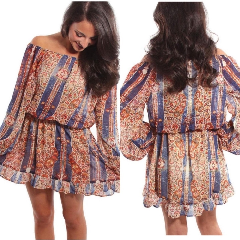 Show Me Your Mumu Leelee Ruffle Mini Dress She Loves You Print Size Medium